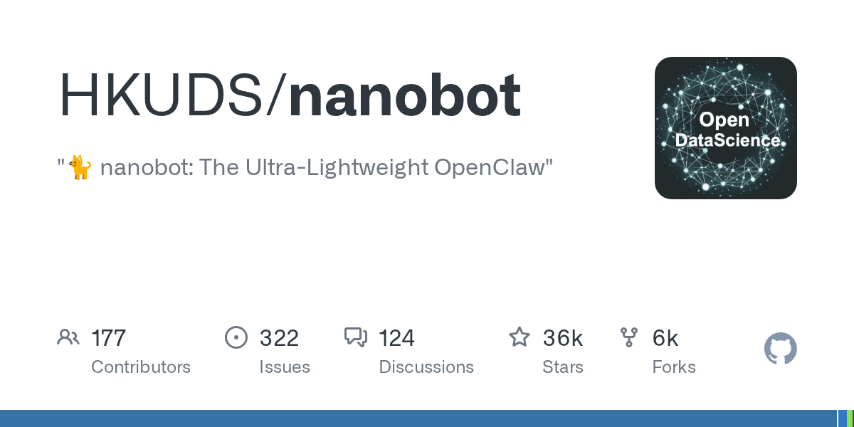 "π nanobot: The Ultra-Lightweight OpenClaw"
